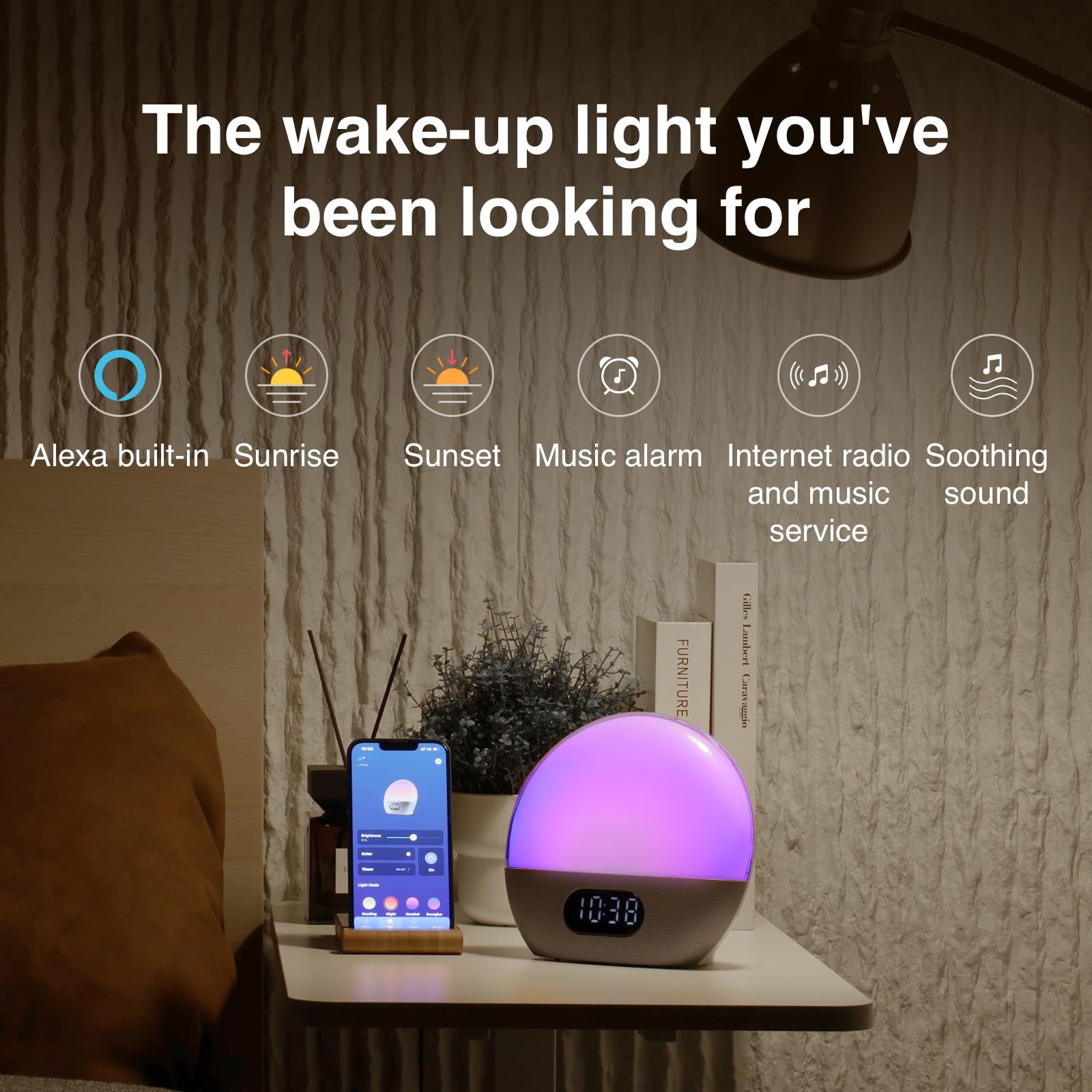 wiim-wake-up-light-sveglia-alba-con-alexa-argento-lucido image 2