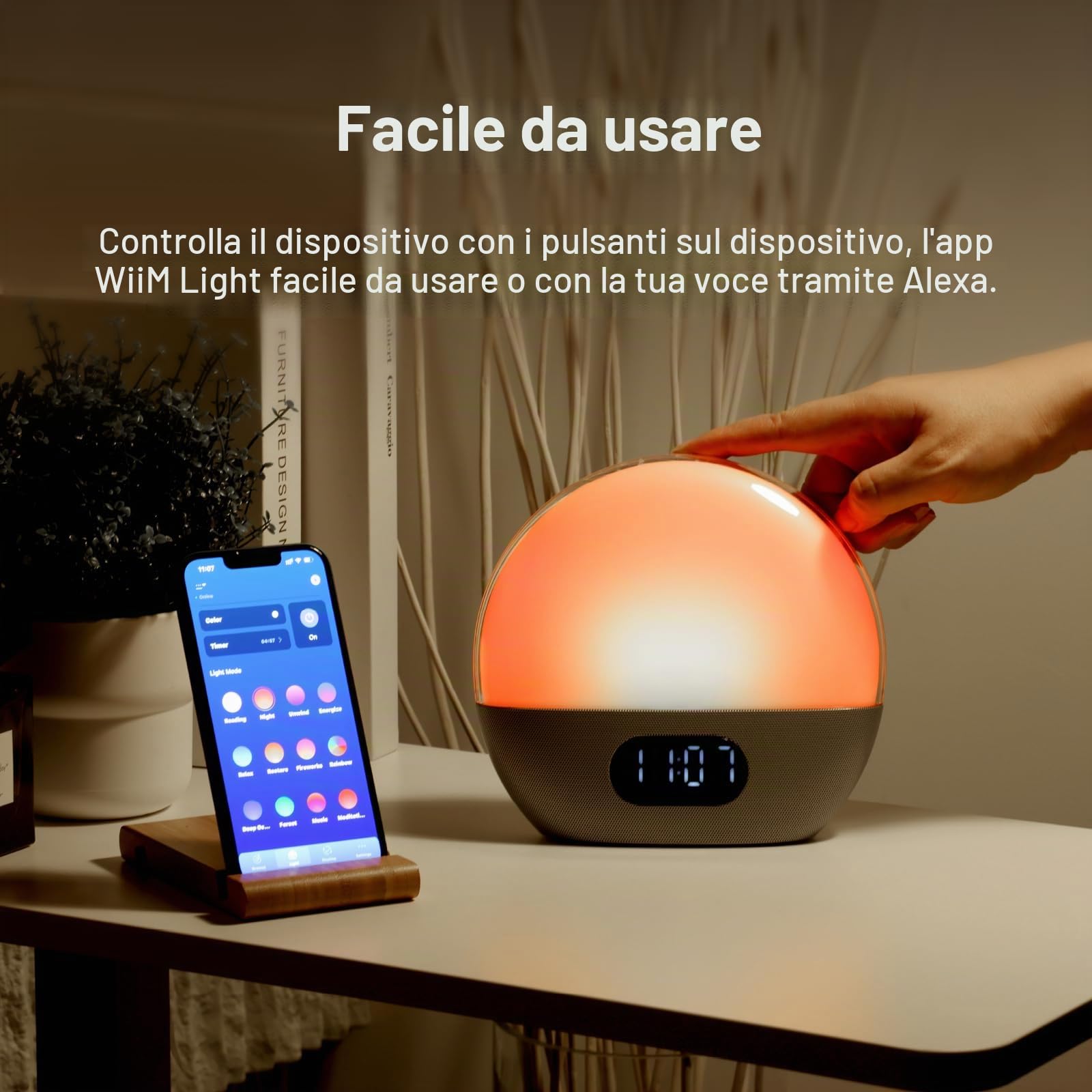 wiim-wake-up-light-sveglia-alba-con-alexa-argento-lucido image 4