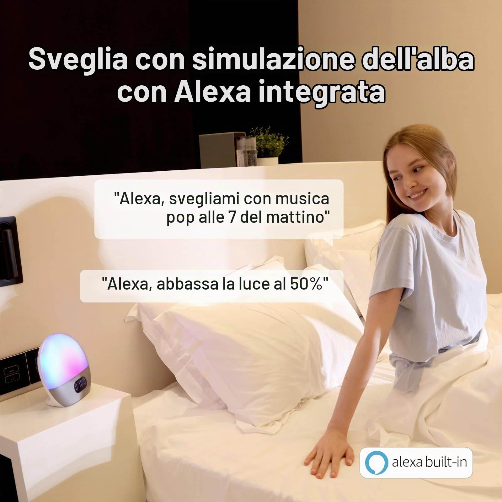 wiim-wake-up-light-sveglia-alba-con-alexa-argento-lucido image 5