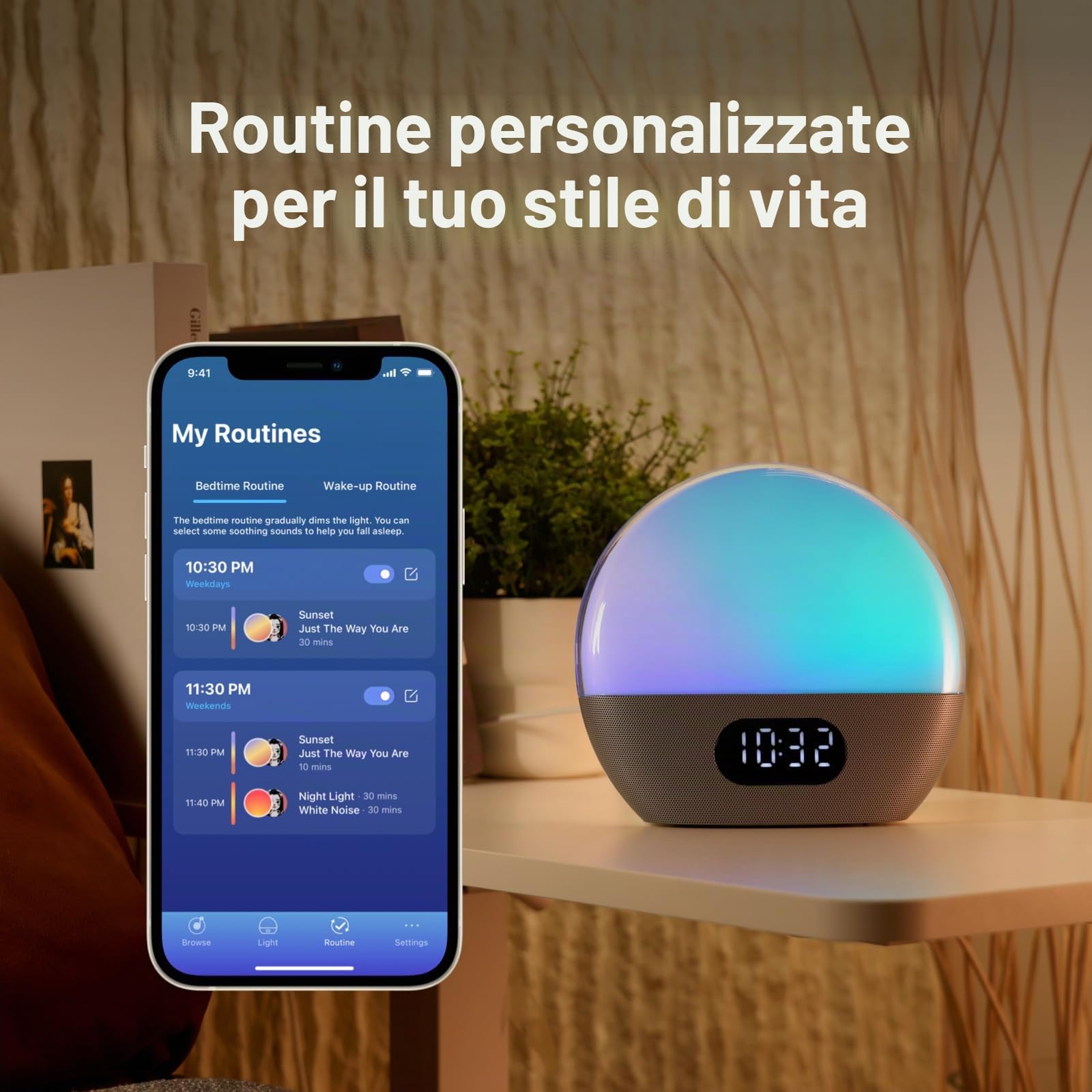 wiim-wake-up-light-sveglia-alba-con-alexa-argento-lucido image 6