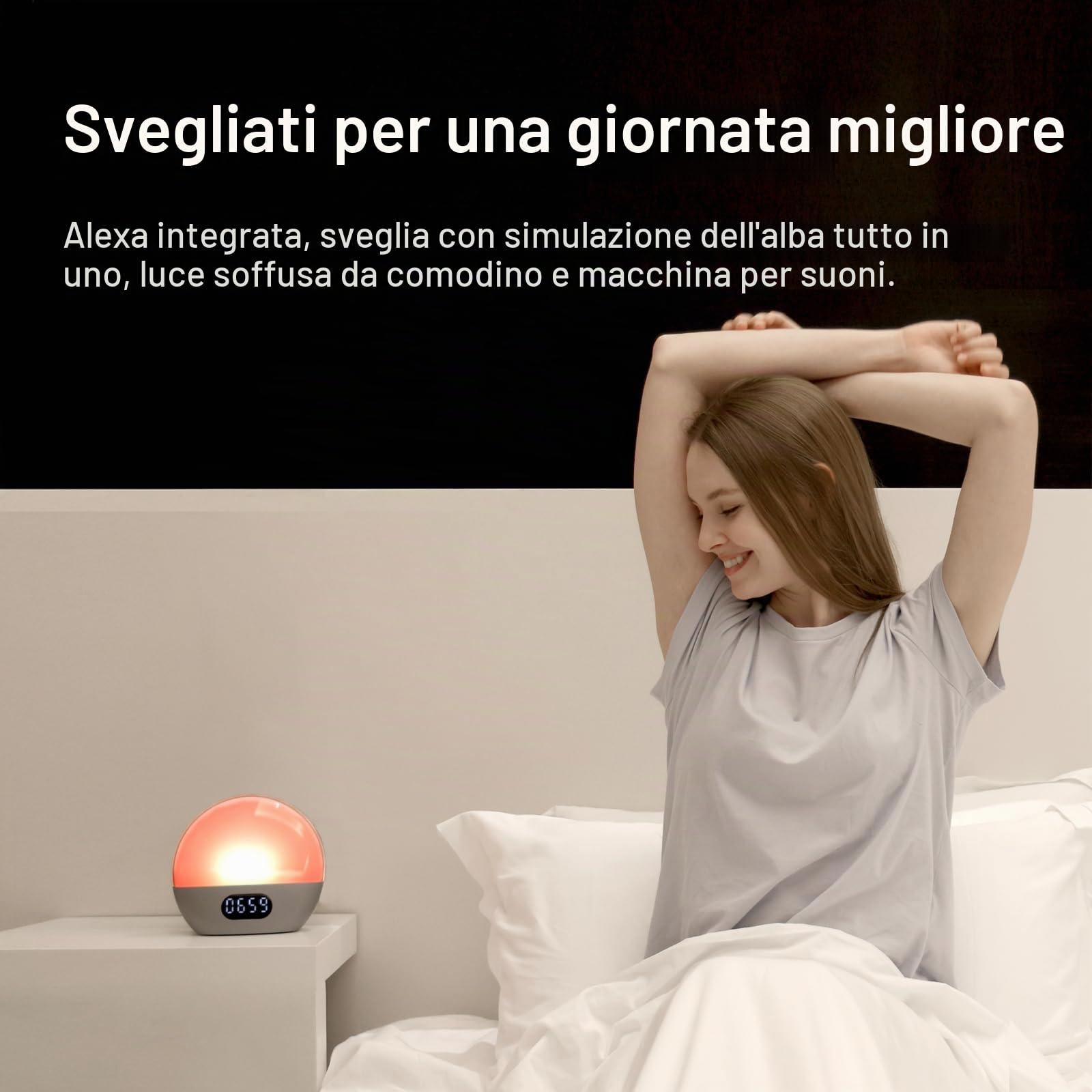 wiim-wake-up-light-sveglia-alba-con-alexa-argento-lucido image 3